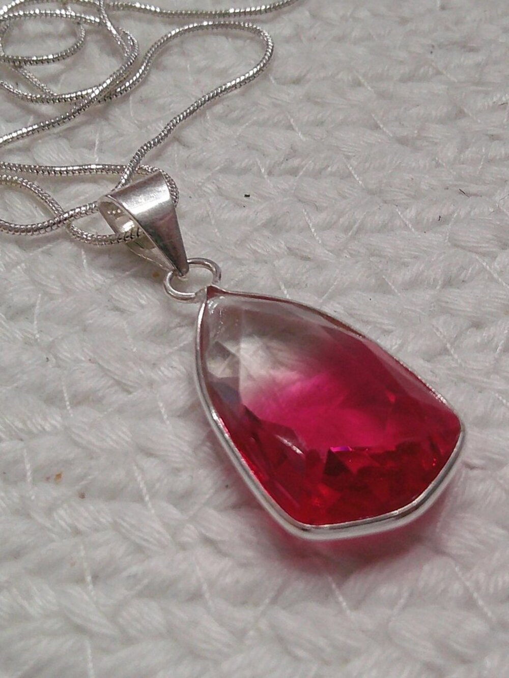 Beautiful BI-COLOR TOURMALINE Handmade Sterling 925 Pendant/Chain #52F
